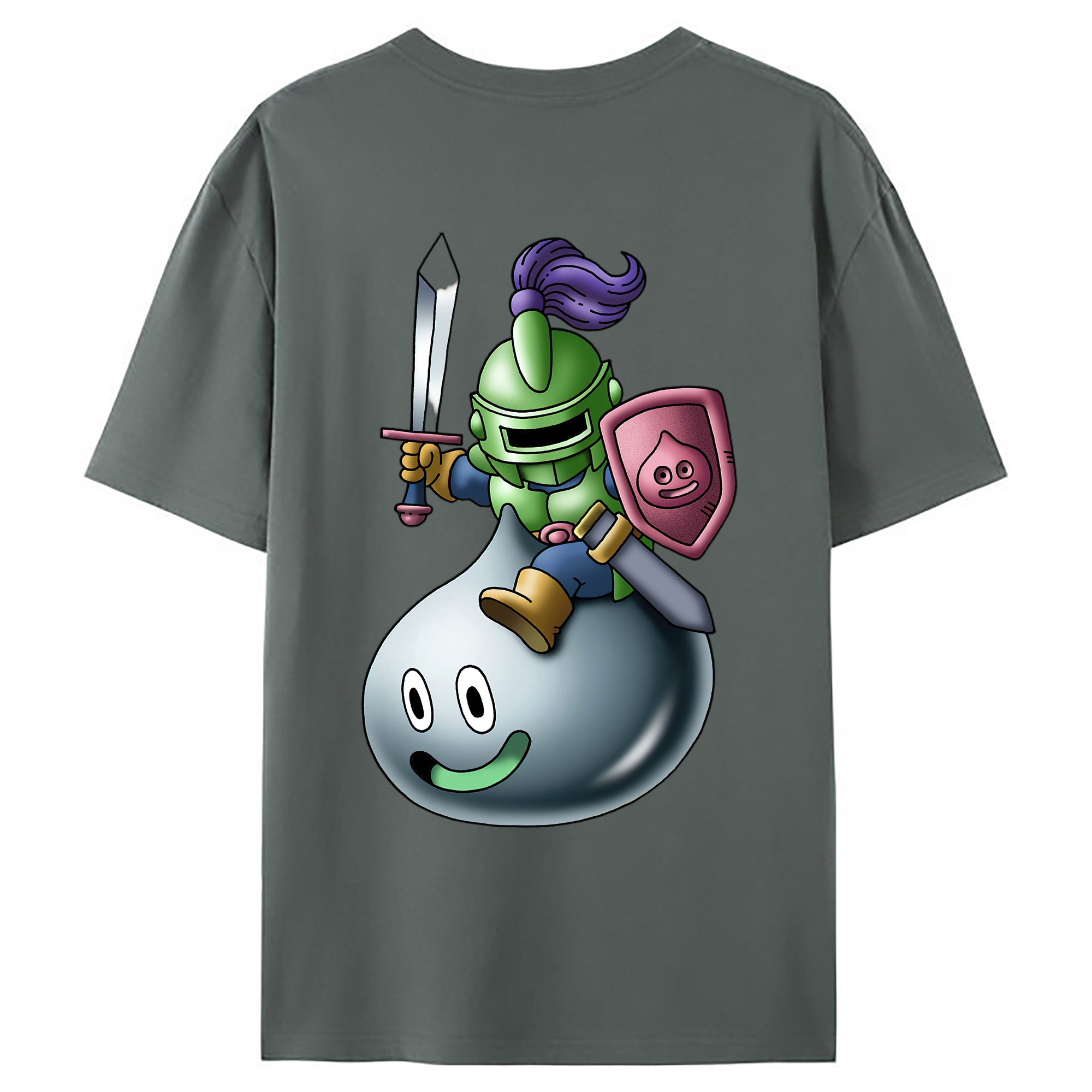 （画像用） ドラゴンクエスト Doragon Kuesuto Dragon Quest 綿100％ メンズ半袖Tシャツ（バックプリント） 通気性